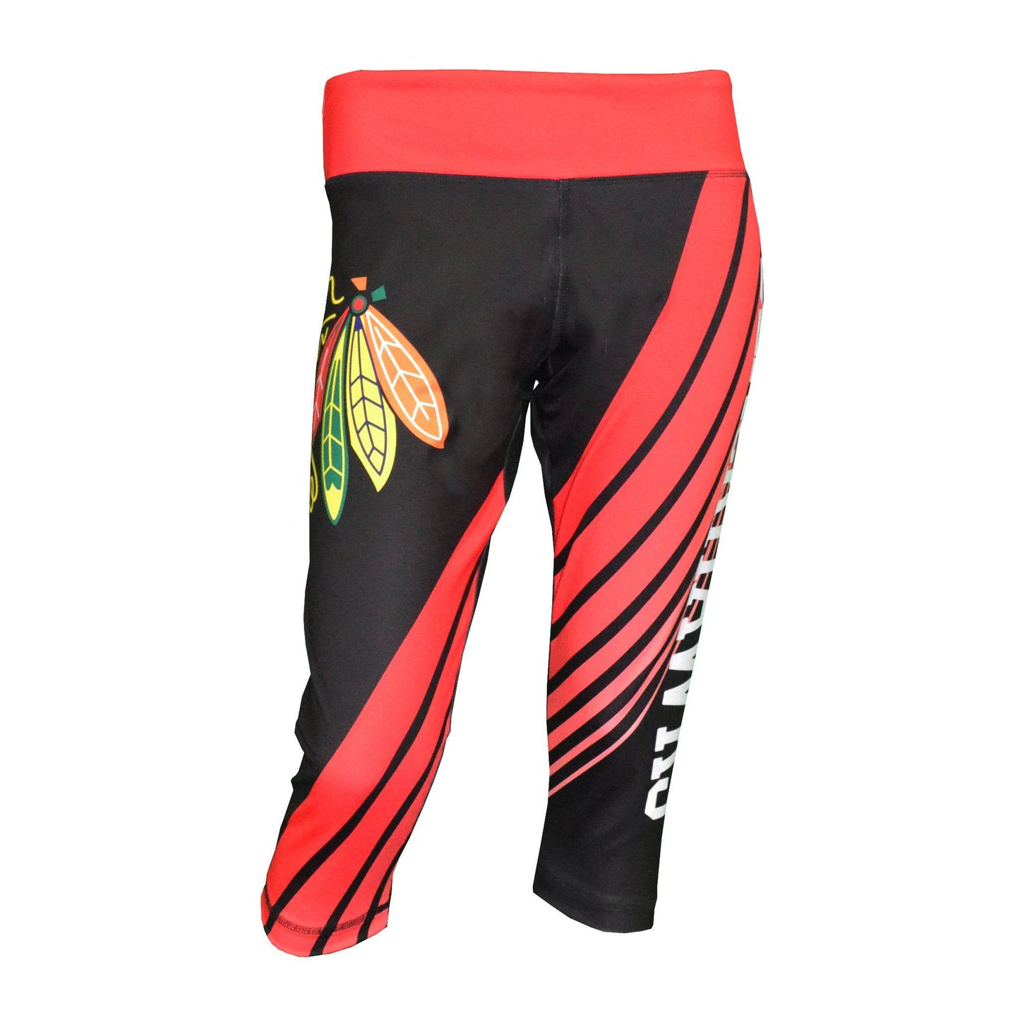 Women's Chicago Blackhawks Black AOP Capri Leggings