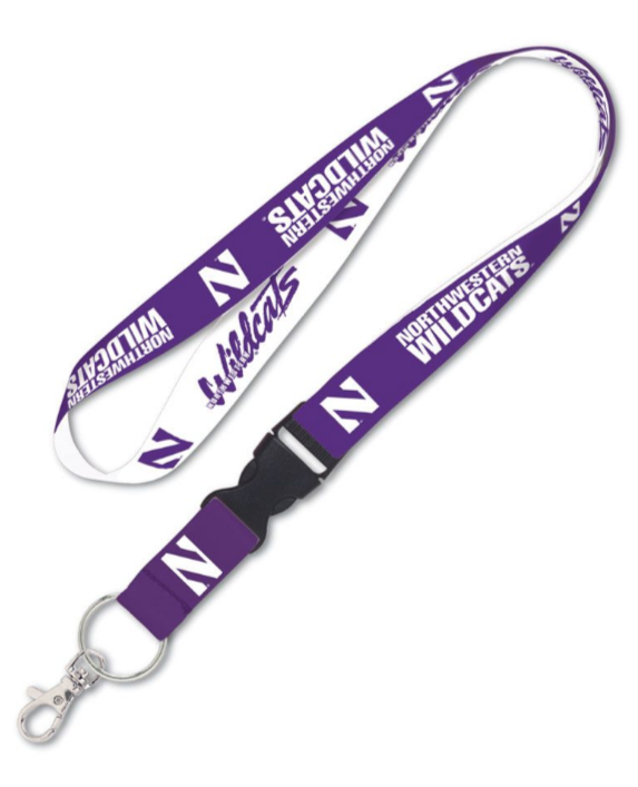Northwestern Wildcats Purple/White Double Sided Lanyard With Detachable Buckle