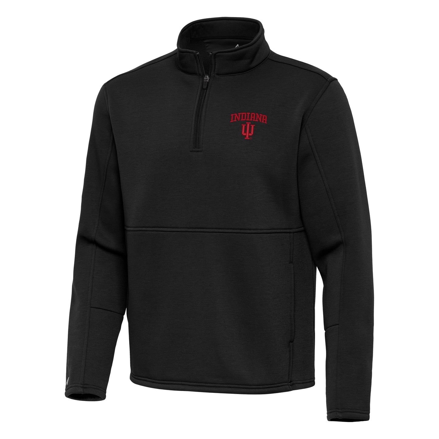 Men's Indiana Hoosiers Antigua Twist 1/4 Zip Black Fleece Pullover Top