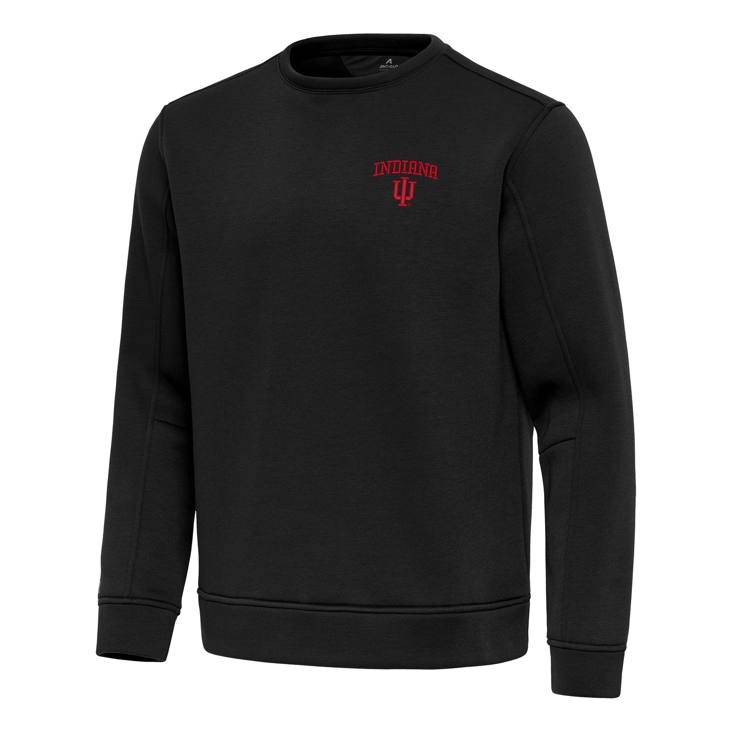 Men's Indiana Hoosiers Antigua Relevant Black Crewneck Fleece Pullover Top