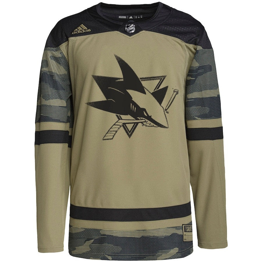 San Jose Sharks Military Appreciation Team Custom Practice Jersey - Camo