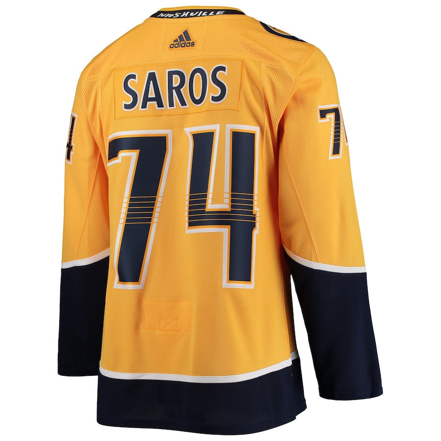 Juuse Saros 74 Nashville Predators Home Men Jersey - Gold