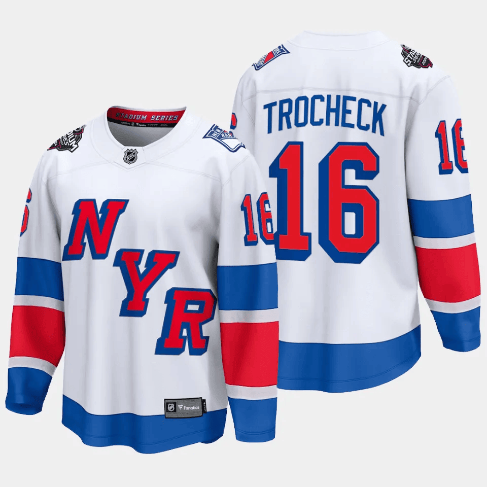 Vincent Trocheck 16 New York Rangers 2024 Stadium Series Patch Breakaway Jersey - Men, White