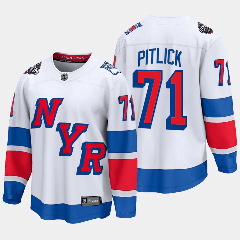 Tyler Pitlick 71 New York Rangers 2024 Stadium Series Patch Breakaway Jersey - Men, White