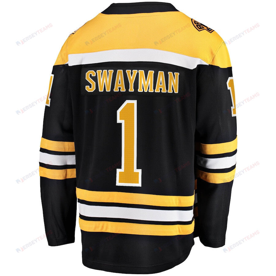 Jeremy Swayman 1 Boston Bruins Home Breakaway Jersey - Black