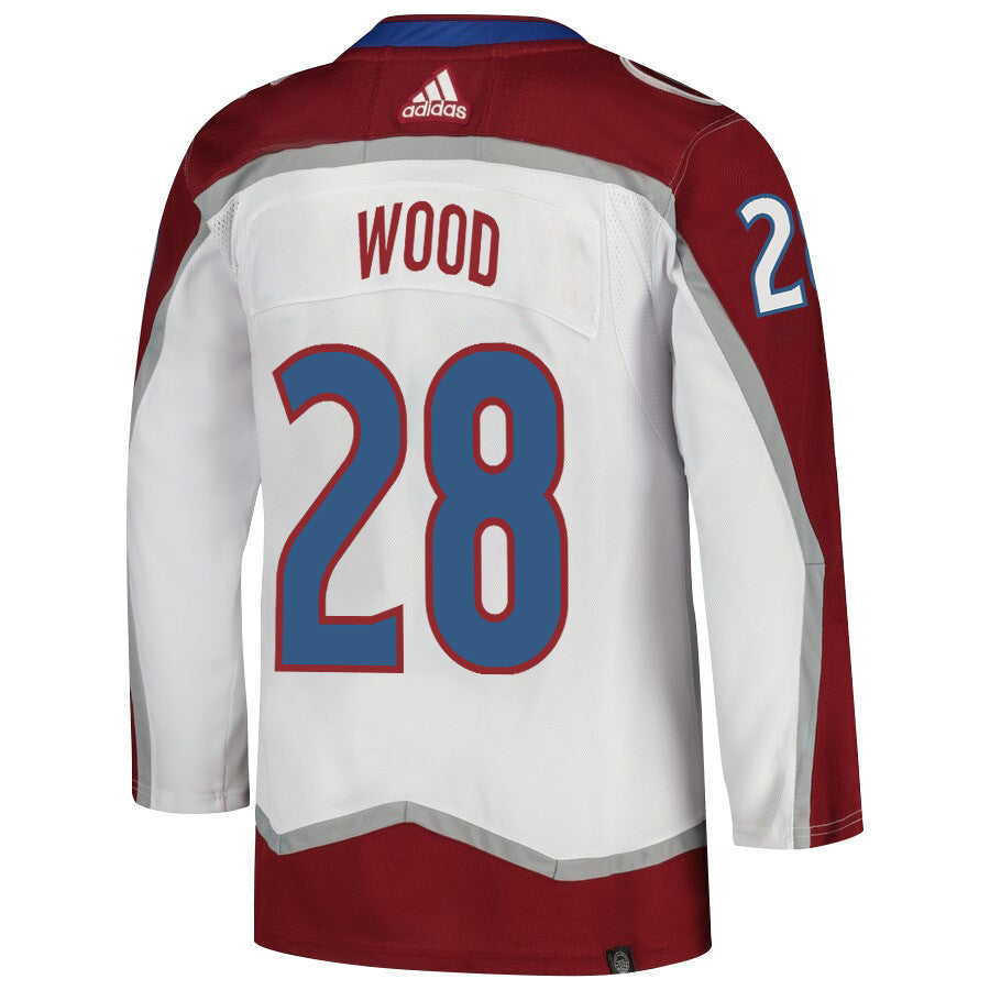 Miles Wood 28 Colorado Avalanche 2024 NHL Playoffs Patch Away Jersey - Men, White