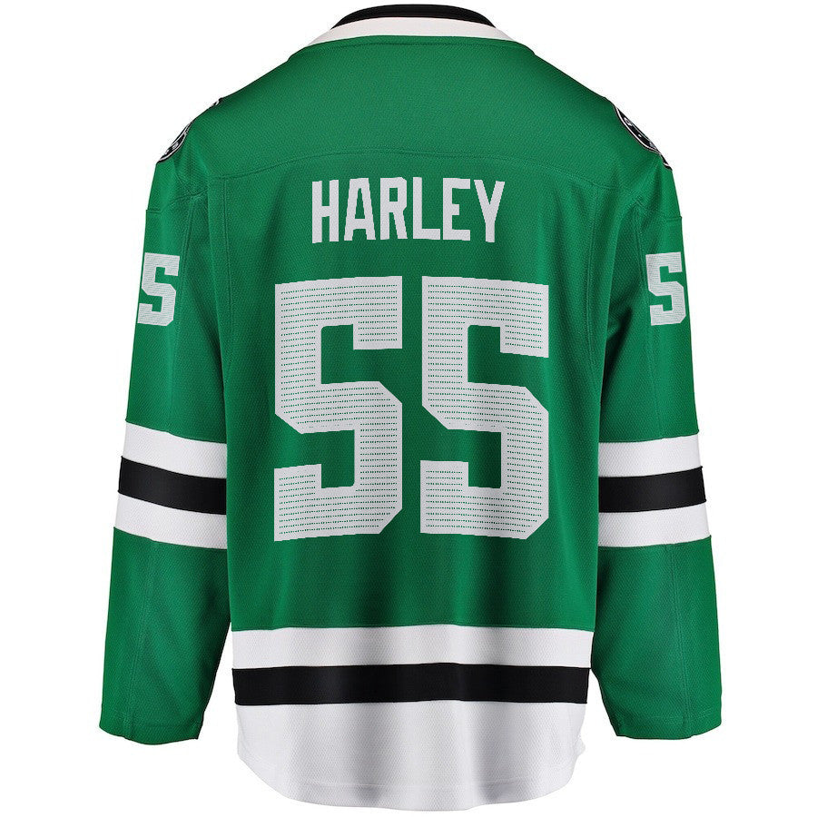 Thomas Harley 55 Dallas Stars 2024 NHL Playoffs Patch Home Jersey - Men, Green