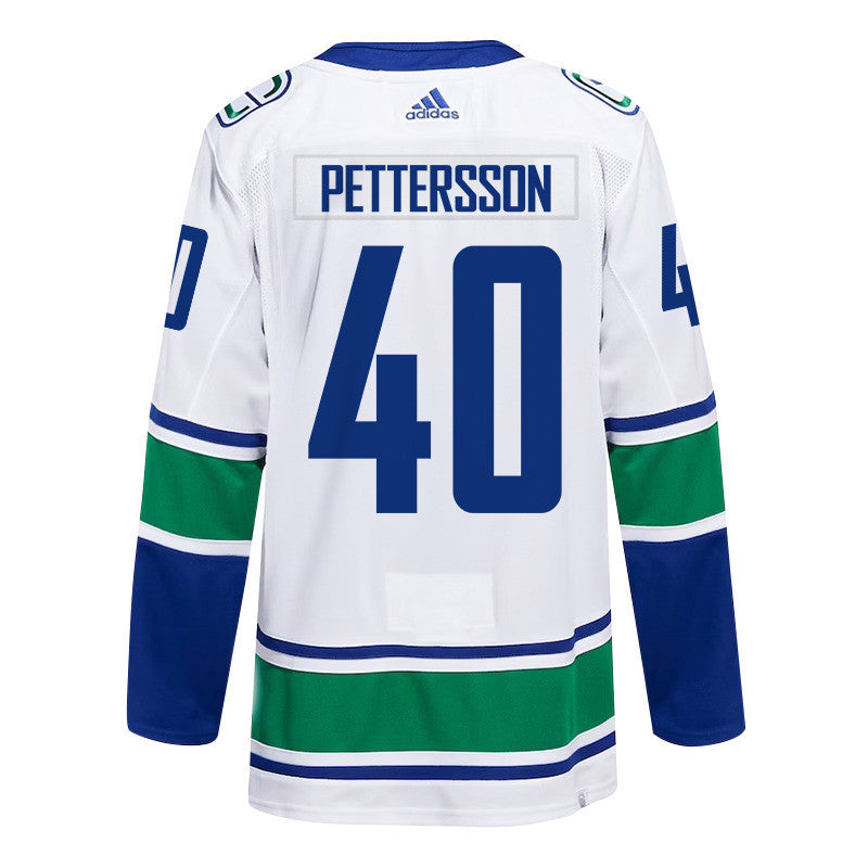Elias Pettersson 40 Vancouver Canucks 2024 NHL Playoffs Patch Away Jersey - Men, White
