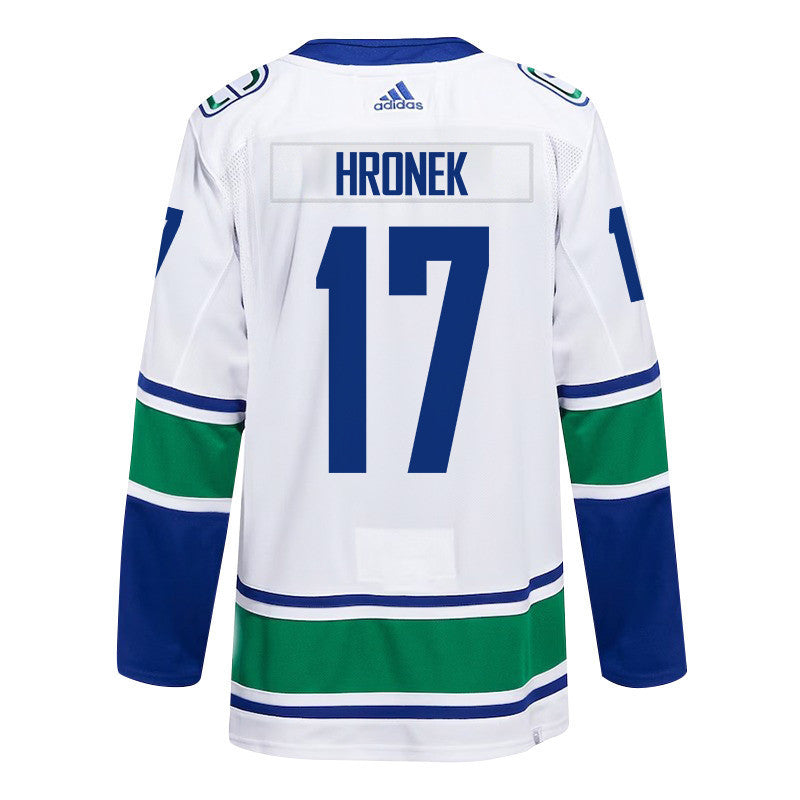 Filip Hronek 17 Vancouver Canucks 2024 NHL Playoffs Patch Away Jersey - Men, White