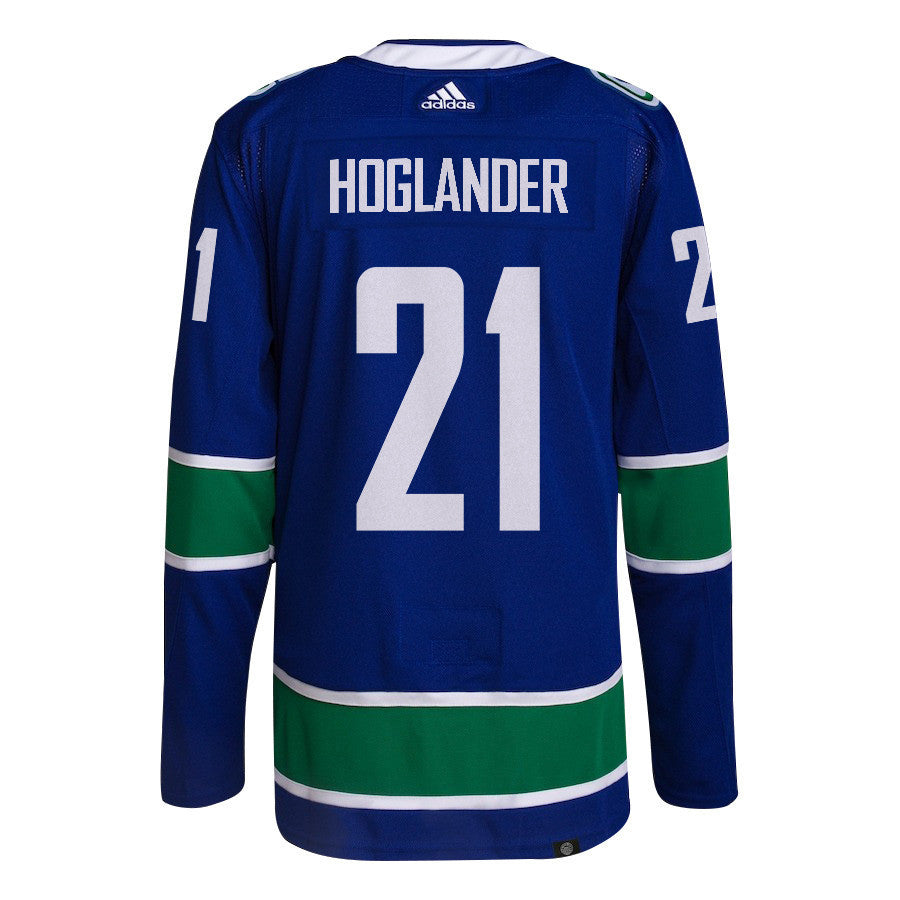 Nils Hoglander 21 Vancouver Canucks 2024 NHL Playoffs Patch Home Jersey - Men, Blue
