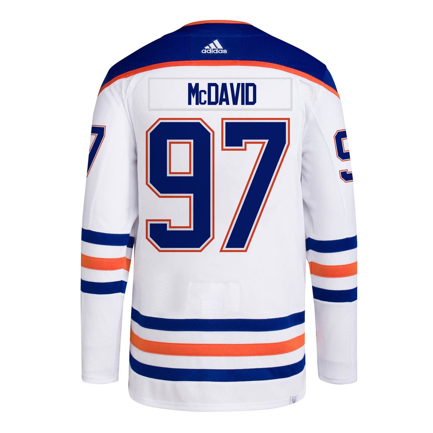 Connor McDavid 97 Edmonton Oilers 2024 NHL Playoffs Patch Away Jersey - Men, White