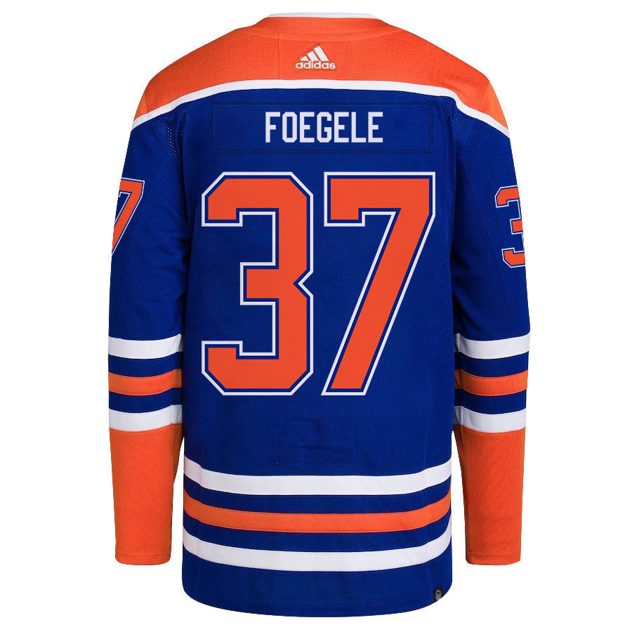 Warren Foegele 37 Edmonton Oilers 2024 STANLEY CUP Final Home Primegreen Jersey - Men, Royal