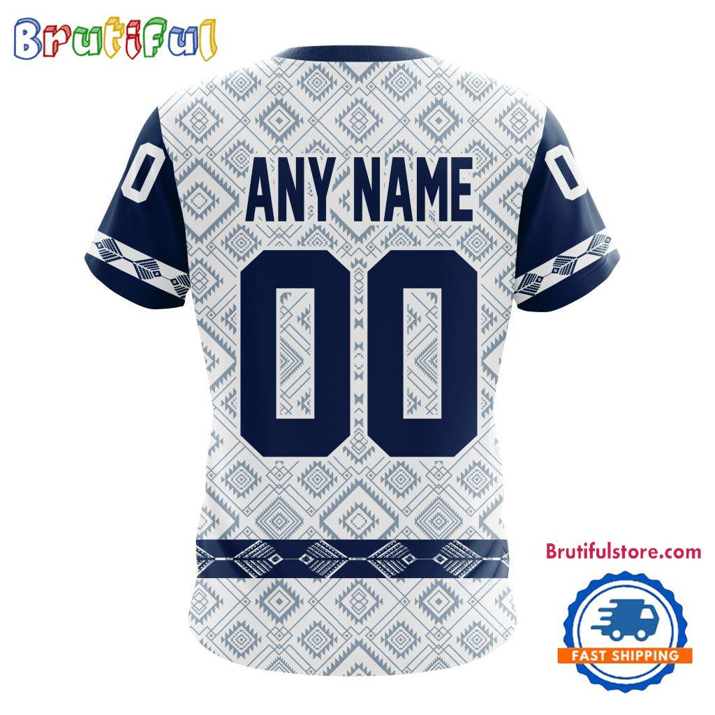 Vancouver Canucks Hockey Team Native Heritage Design Custom Name Number All Over Printed T-shirt - White