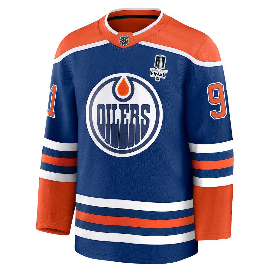 Evander Kane 91 Edmonton Oilers 2025 STANLEY CUP Final Patch Home Men Jersey - Royal