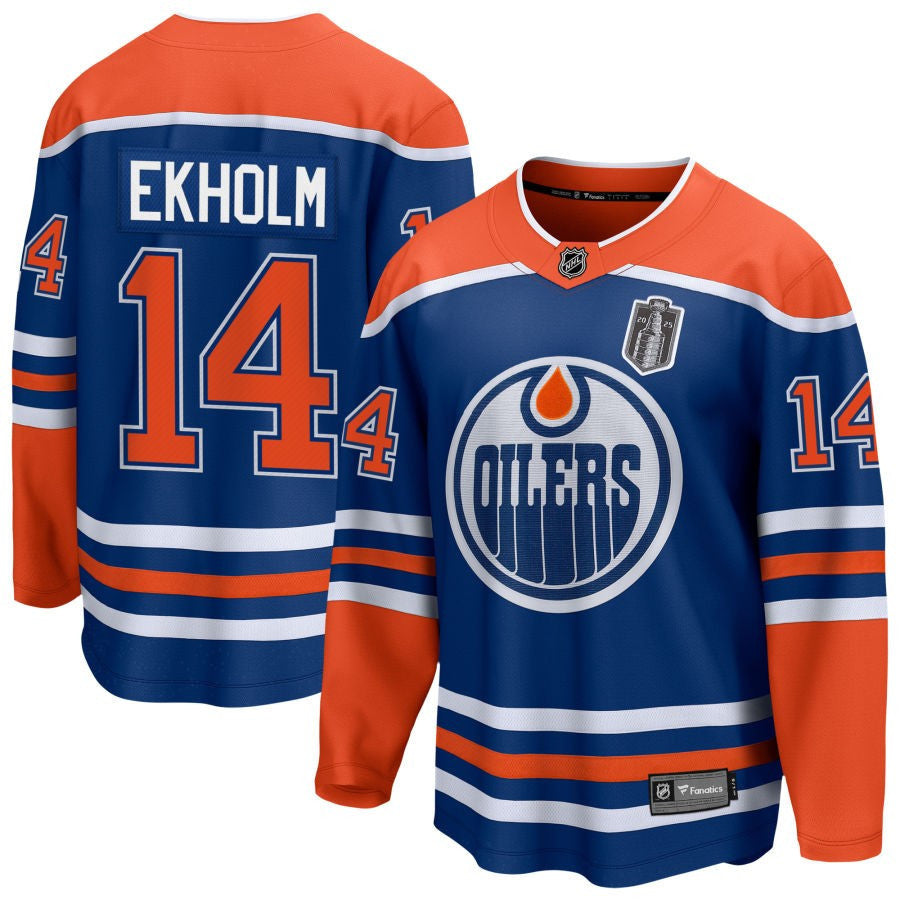 Mattias Ekholm 14 Edmonton Oilers 2025 Stanley Cup Final Home Breakaway Men Jersey - Royal