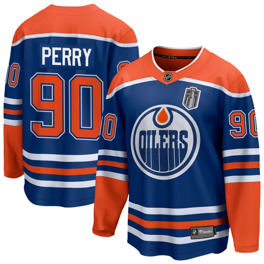 Corey Perry 90 Edmonton Oilers 2025 Stanley Cup Final Home Breakaway Men Jersey - Royal