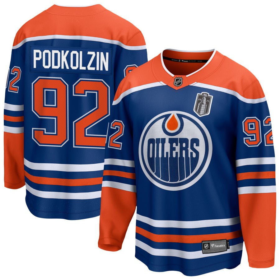 Vasily Podkolzin 92 Edmonton Oilers 2025 Stanley Cup Final Home Breakaway Men Jersey - Royal