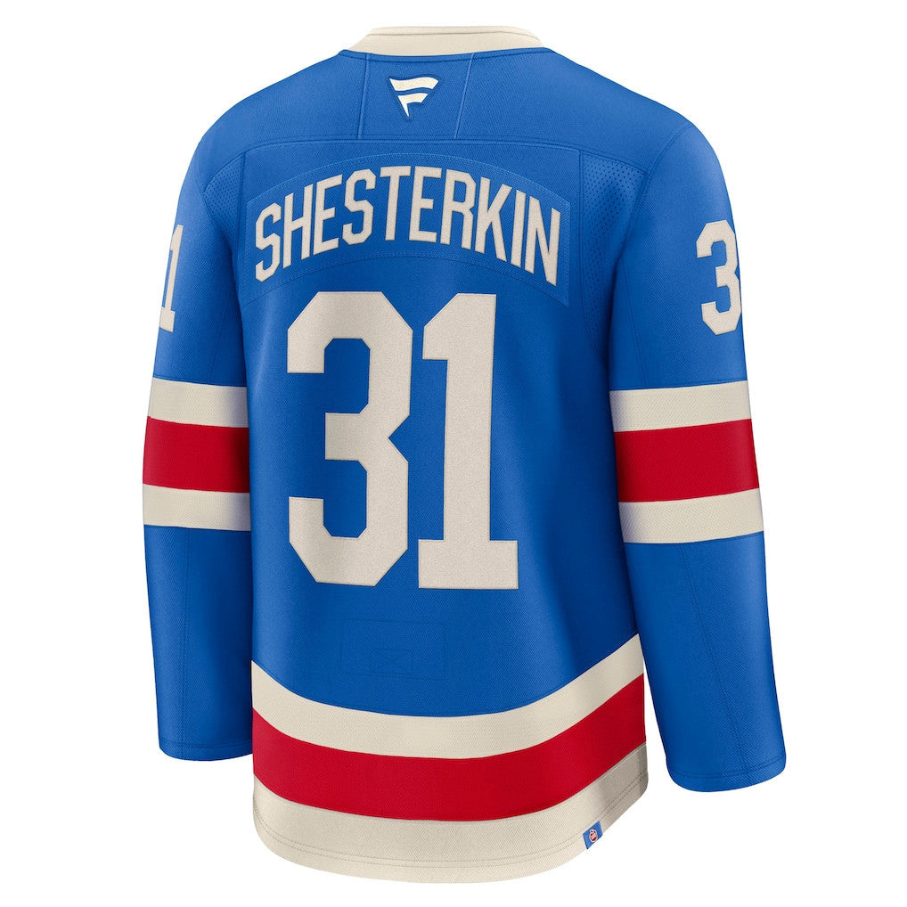 Igor Shesterkin 31 New York Rangers 2025 Centennial Premium Men Jersey - Blue