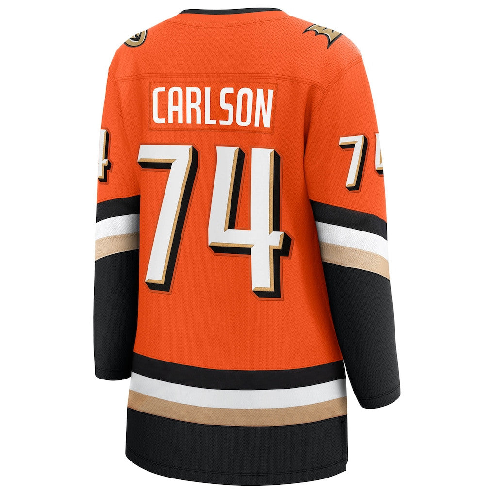 John Carlson 74 Anaheim Ducks Women's Home Breakaway Jersey - Orange