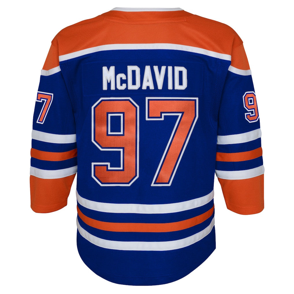 Connor McDavid 97 Edmonton Oilers Youth Home Player Jersey - Orange/Royal