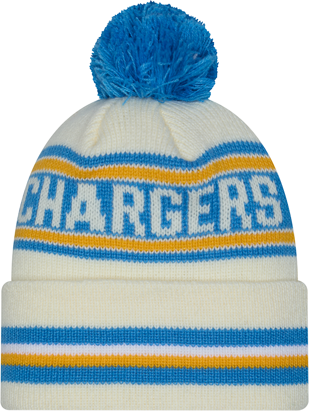 Los Angeles Chargers New Era Off White Knit Classic Cuffed Pom Knit