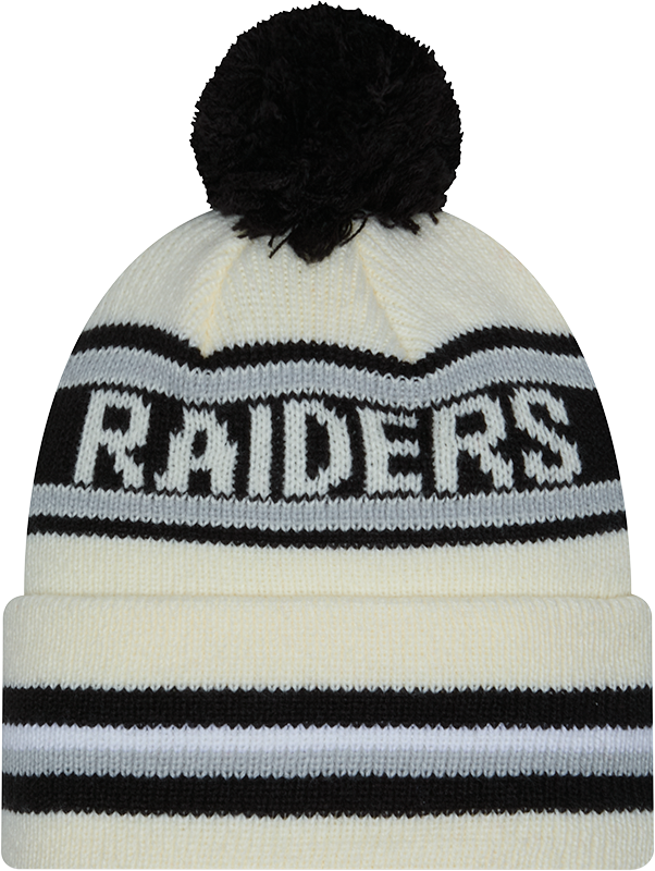 Las Vegas Raiders New Era Off White Knit Classic Cuffed Pom Knit