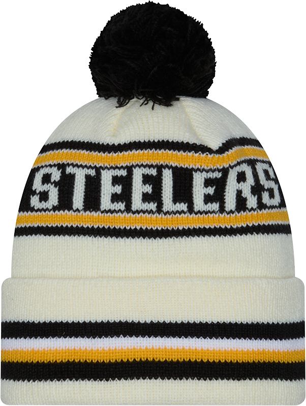 Pittsburgh Steelers New Era Off White Knit Classic Cuffed Pom Knit