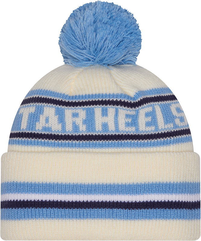 North Carolina Tar Heels New Era Knit Classic Cuffed Knit Hat with Pom -Cream
