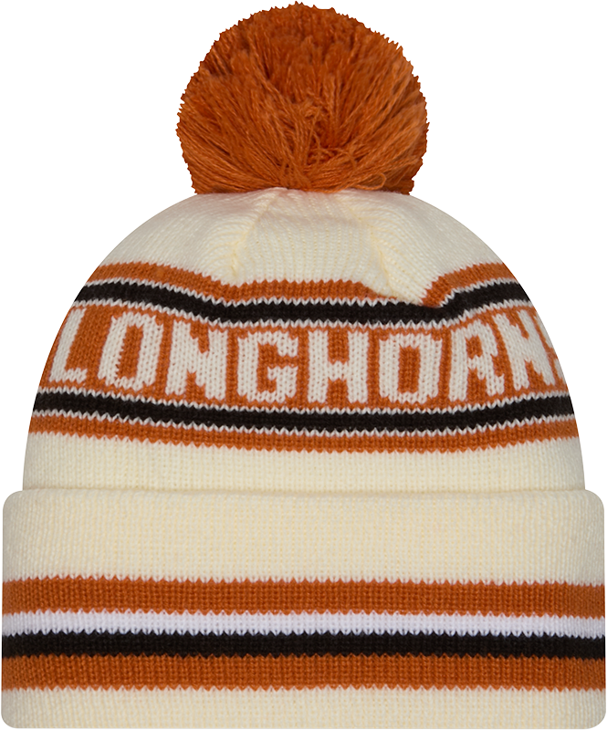 Texas Longhorns New Era Knit Classic Cuffed Knit Hat with Pom -Cream
