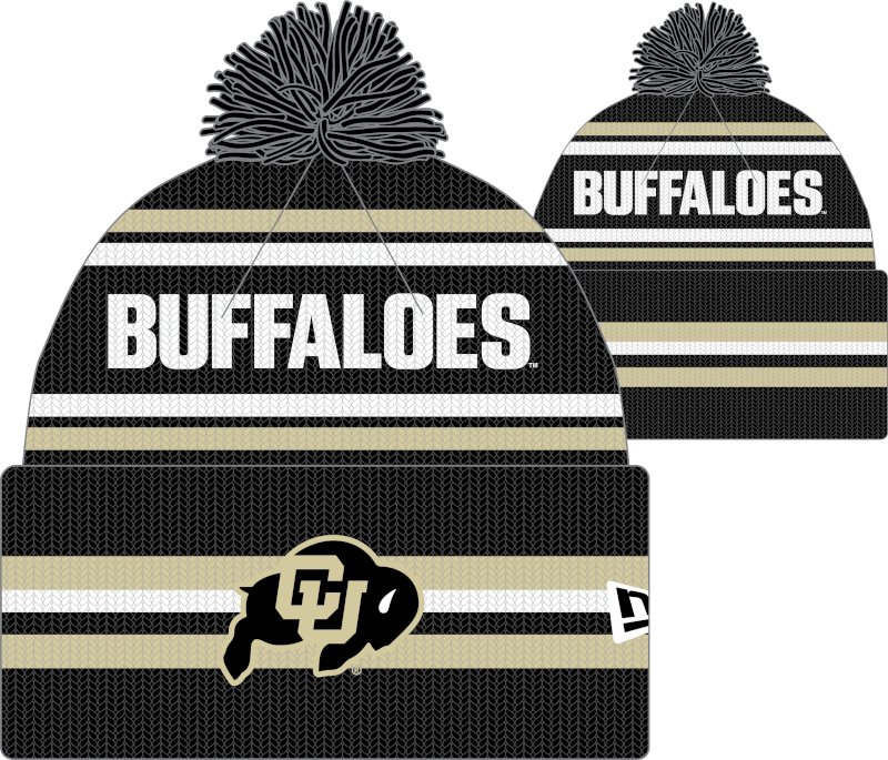 Colorado Buffaloes New Era Knit Classic Cuffed Knit Hat with Pom -Black