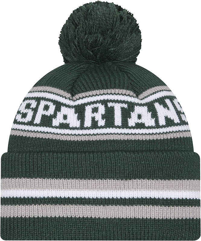 Michigan State Spartans New Era Knit Classic Cuffed Knit Hat with Pom -Green