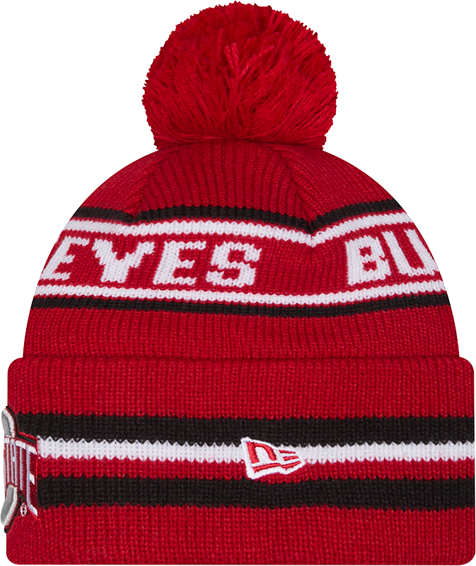 Ohio State Buckeyes New Era Knit Classic Cuffed Knit Hat with Pom -Red