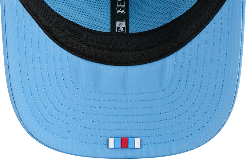 Men's Houston Oilers New Era Blue 2025 Sideline 9SEVENTY Trucker Adjustable Hat