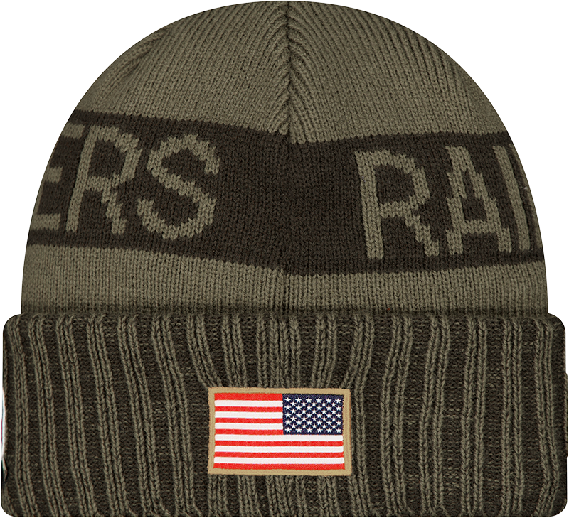 Las Vegas Raiders New Era Green 2025 NFL Sideline Salute To Service Cuffed Knit Hat