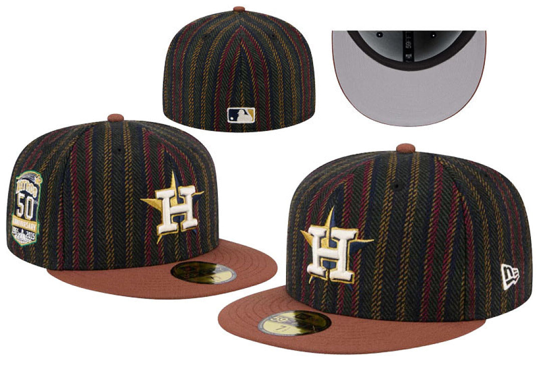 Men's Houston Astros New Era Brown Vintage Herringbone 59FIFTY Fitted Hat