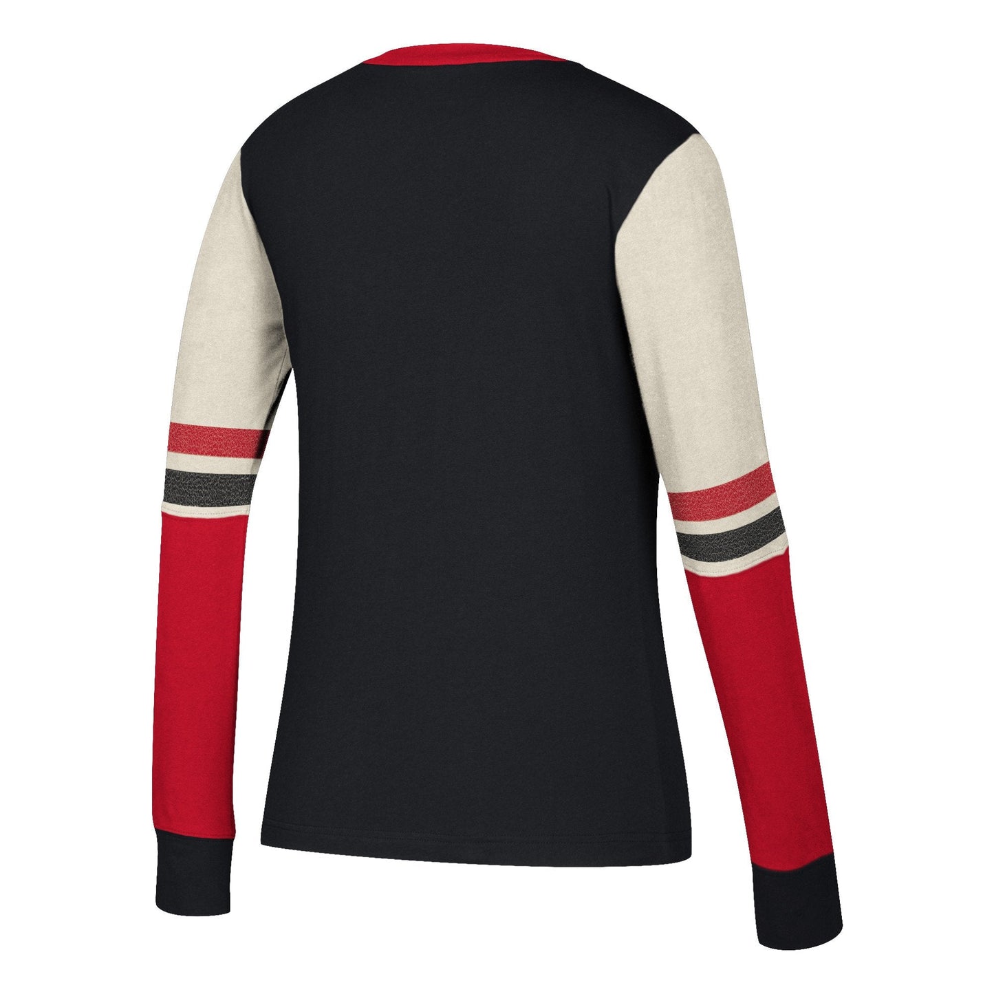 Women's Chicago Blackhawks CCM Black Henley Long Sleeve Tee