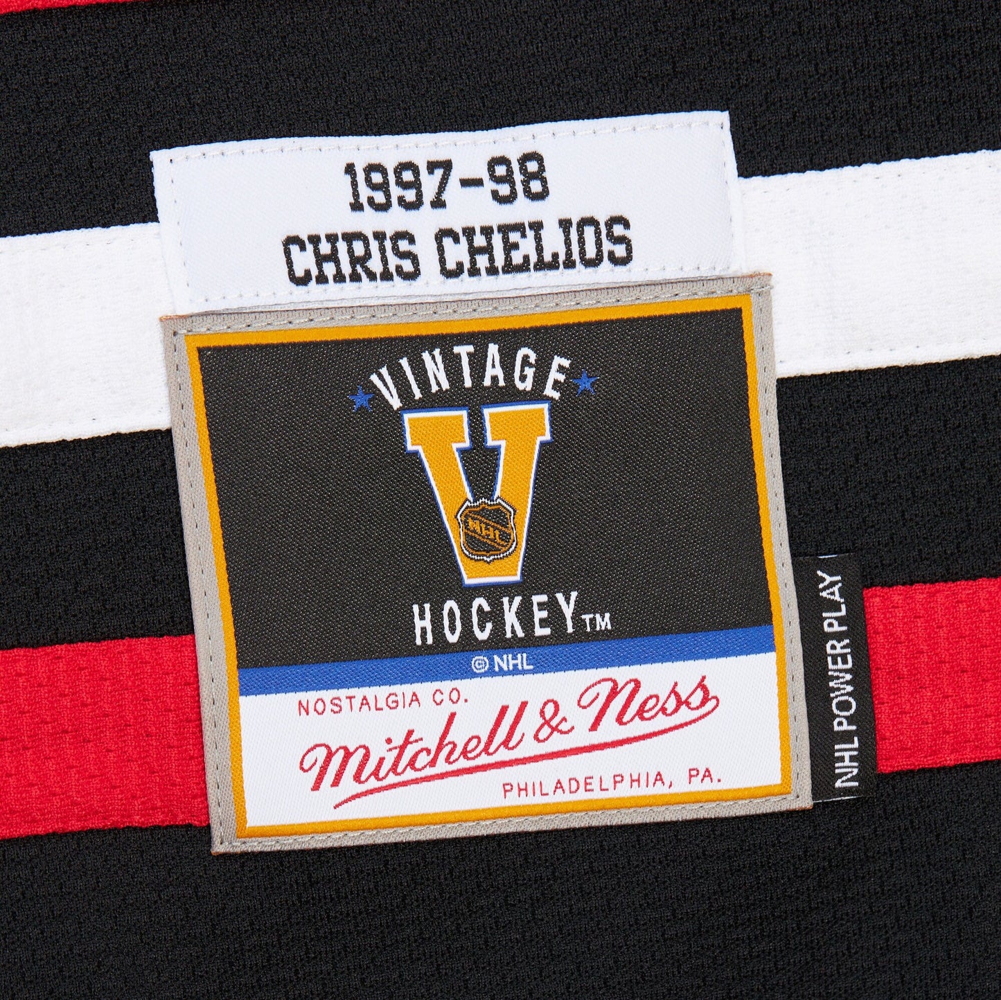 Men's Chris Chelios Black Chicago Blackhawks 1997/98 Power Play Player Jersey