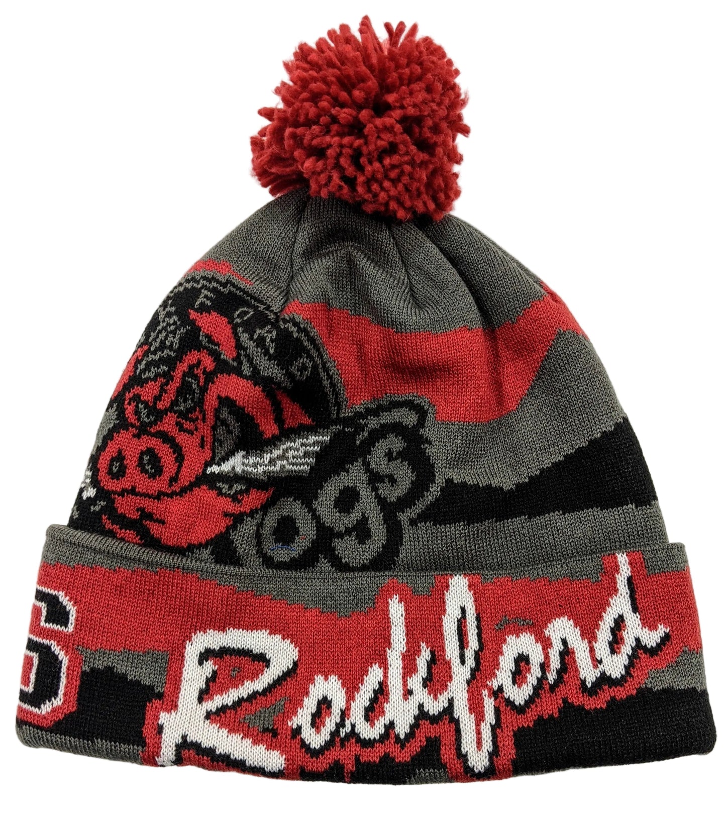 Rockford IceHogs Draft Granite Cuffed Knit Beanie with Pom