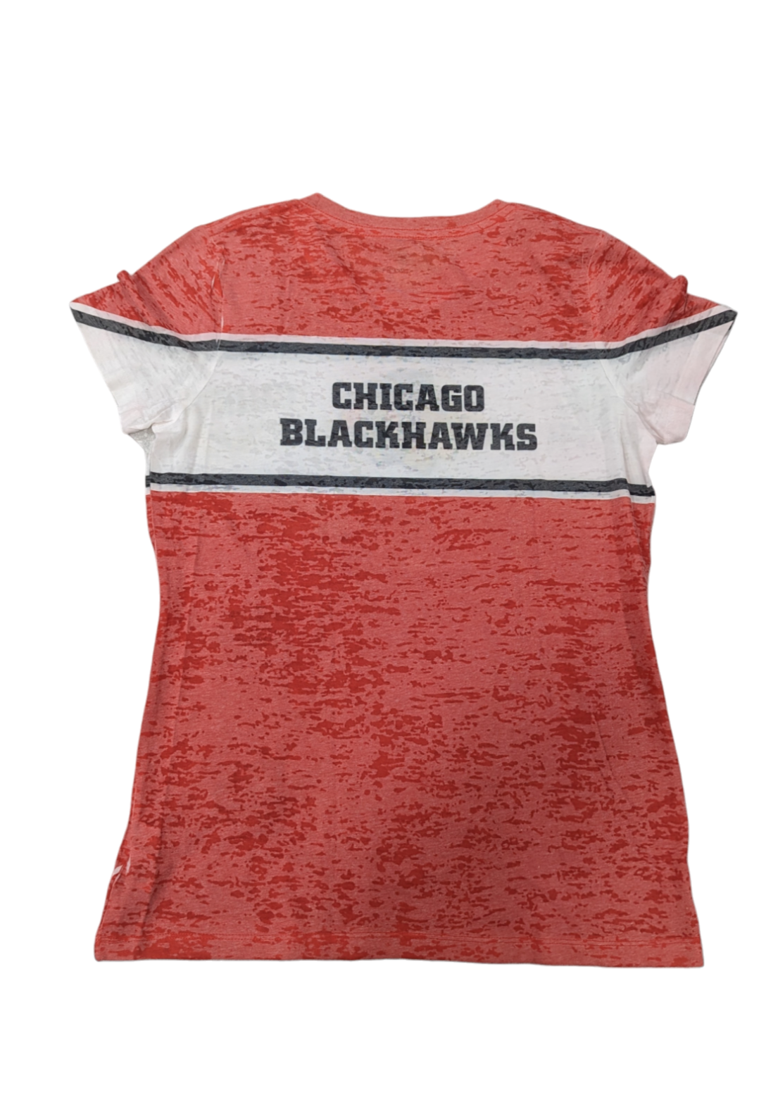 Women's Chicago Blackhawks NHL Red LevelWear Big Stripe Burnout Tee