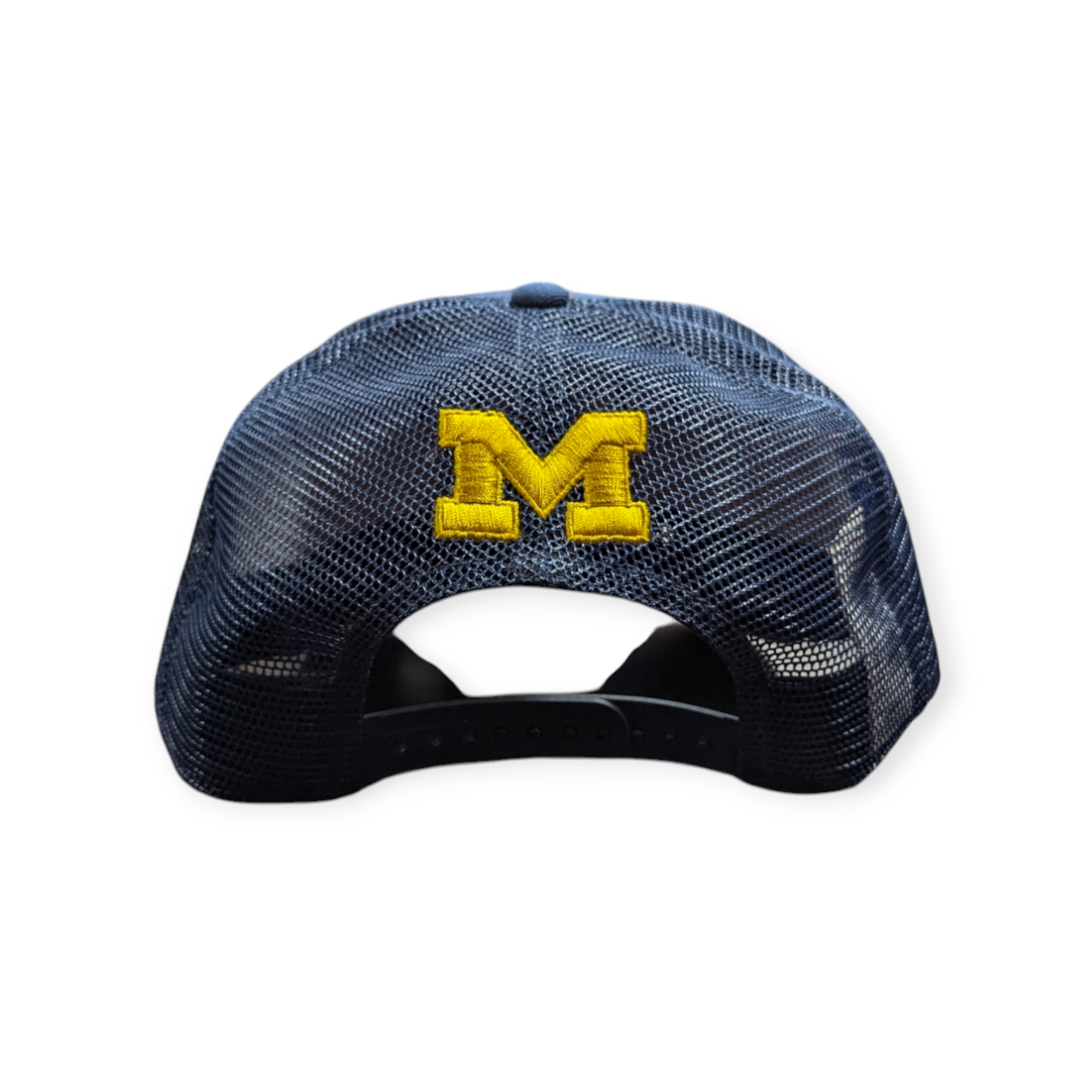 Michigan Wolverines Nike Rise Navy Trucker Adjustable Hat