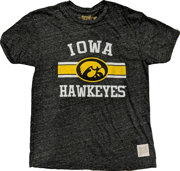 Men's NCAA Iowa Hawkeyes Retro Brand Charcoal Gray TriBlend Tee
