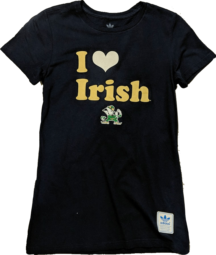 Womens NCAA Notre Dame Fighting Irish "I Love Irish" Navy Adidas Tee