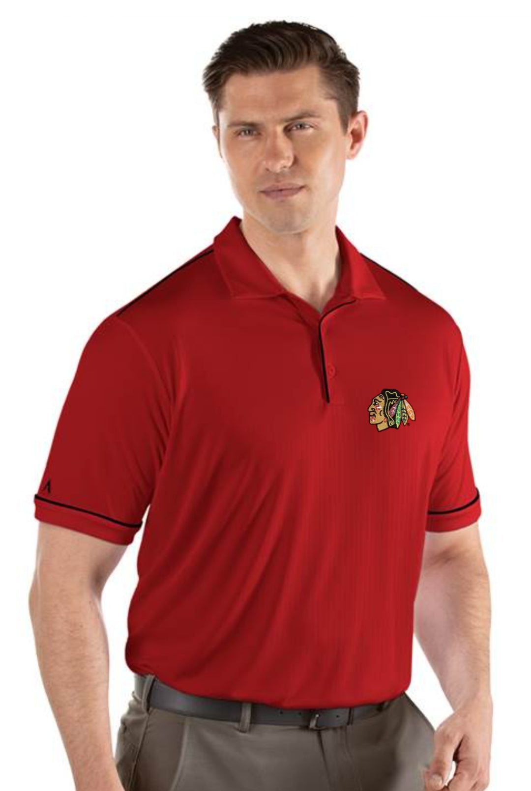 Men's NHL Chicago Blackhawks Antigua Red Salute Polo