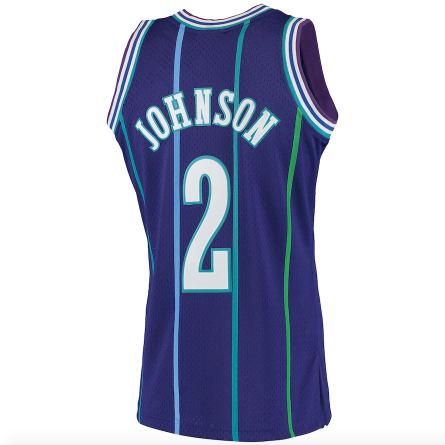 Men's Larry Johnson Charlotte Hornets 1994-95 Purple Swingman Replica Jersey By Mitchell & Ness