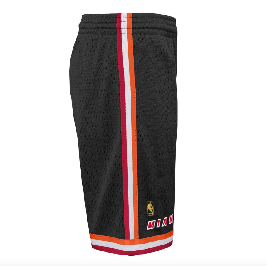 Men's Miami Heat Mitchell and Ness Hardwood Classics Black 1996-97 Swingman Shorts