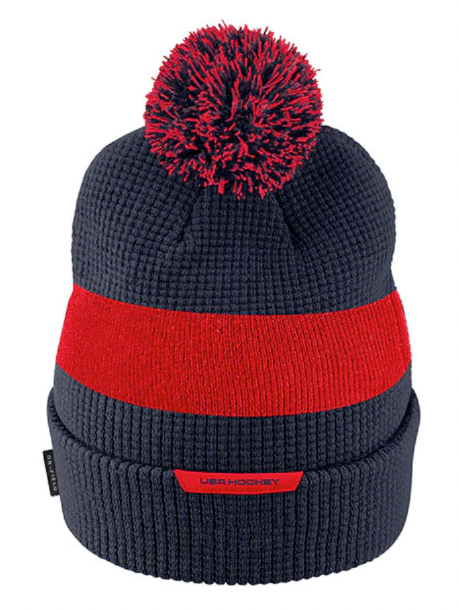 Men's US Hockey Nike Shield Patched Tri-Blend Cuffed Knit Hat with Pom