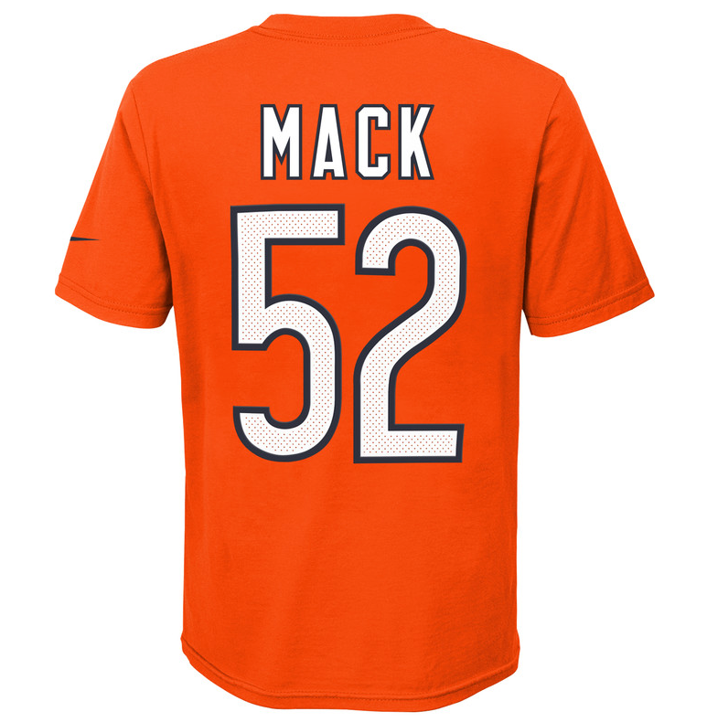 Youth Chicago Bears Khalil Mack Nike Orange Player Game Team Name & Number T-Shirt