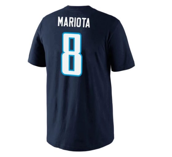 Youth Tennessee Titans Marcus Mariota Navy Nike Player Name & Number T-Shirt