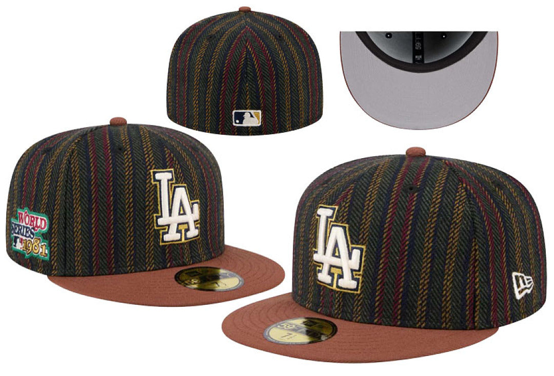 Men's Los Angeles Dodgers New Era Brown Vintage Herringbone 59FIFTY Fitted Hat
