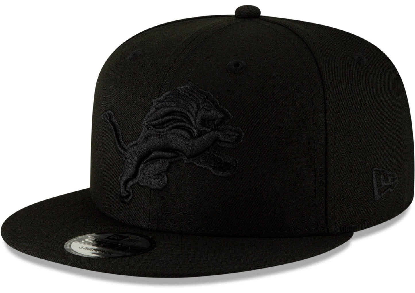 Detroit Lions New Era Tonal Black on Black Primary Logo Basic 9FIFTY Adjustable Hat